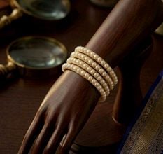 Handcrafted Pearl Bangles in Alloy Metal and Glass Beads